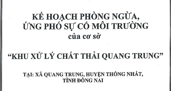 Công Khai Thông Tin Môi Trường (Kế hoạch phòng ngừa, ứng phó sự cố môi trường)