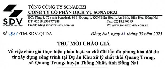 THƯ MỜI CHÀO GIÁ