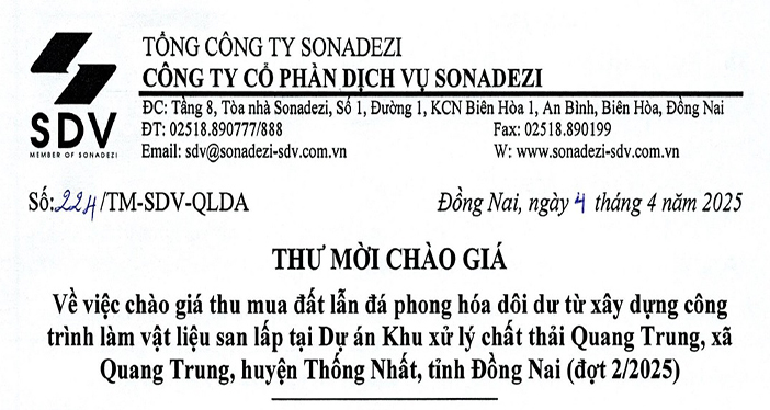 THƯ MỜI CHÀO GIÁ