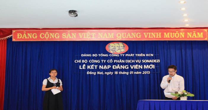 Lễ kết nạp đảng viên của chi bộ công ty cp dịch vụ sonadezi