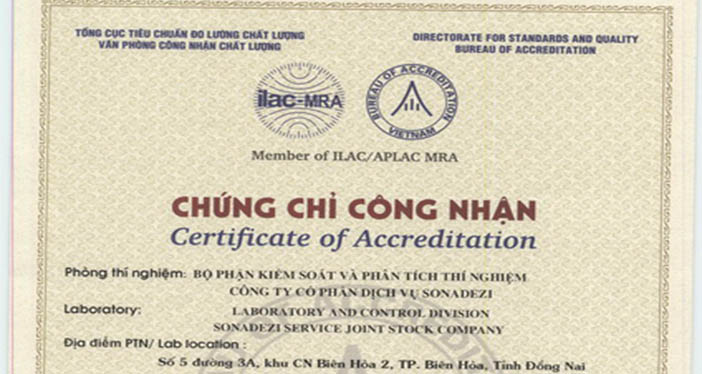 Giấy chứng nhận VILAS 310